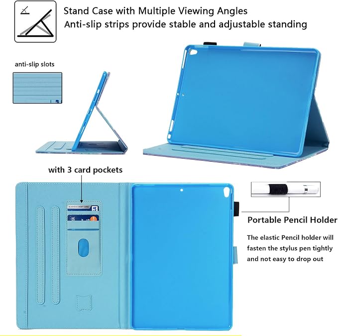 for iPad Air 3 10.5 inch Case 2019 (3rd Generation) &amp iPad Pro 10.5 2017 Cover with Stand/Pencil Holder/Pockets [Auto Sleep/Wake] Magnetic Smart PU Leather Cover Pink Mermaid Tail Scale