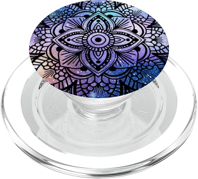Trendy Purple Teal Flower Mandala Design Background PopSockets PopGrip: Swappable Grip for Phones &amp Tablets