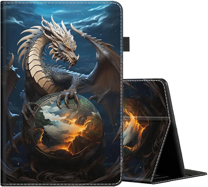 Case for All-New Amazon Fire HD 10 and 10 Plus Tablet (13th/11th Generation 2023/2021 Release) 10.1 Multi-Angle Smart Stand Cover Auto Sleep/Wake Skull and Fire