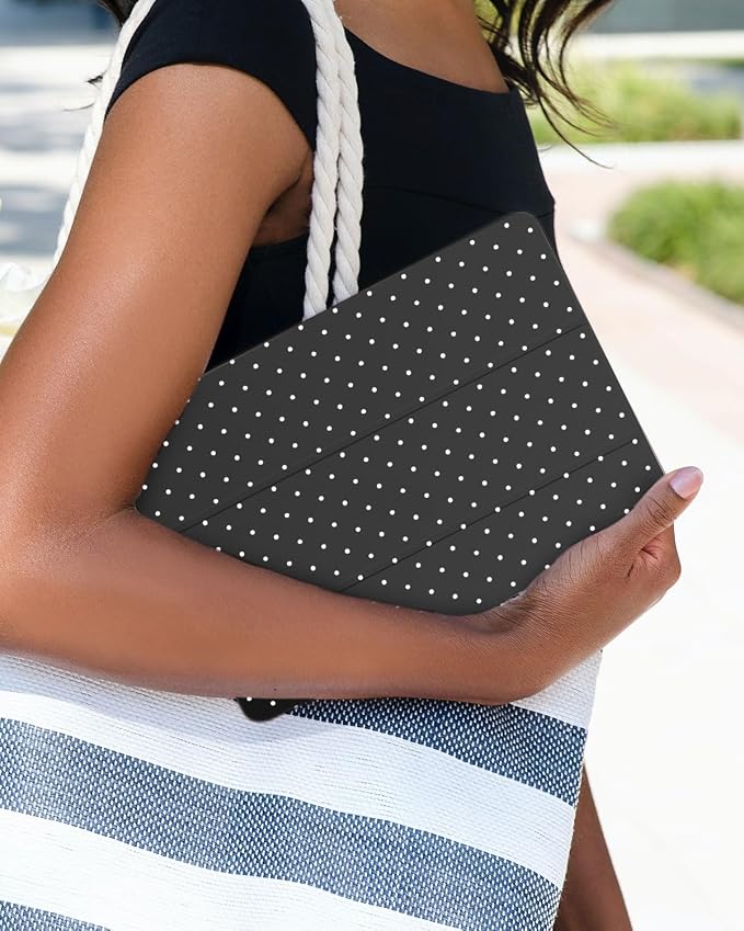 Trifold Stand Case for iPad Air 11 Inch M4/M3/M2 (8th 2026/7th 2025/6th 2024) iPad Air 10.9 Inch 5th/4th Generation (2022/2020) Trendy Cute Polkad Dot Print Aesthetic Pattern Design-Black