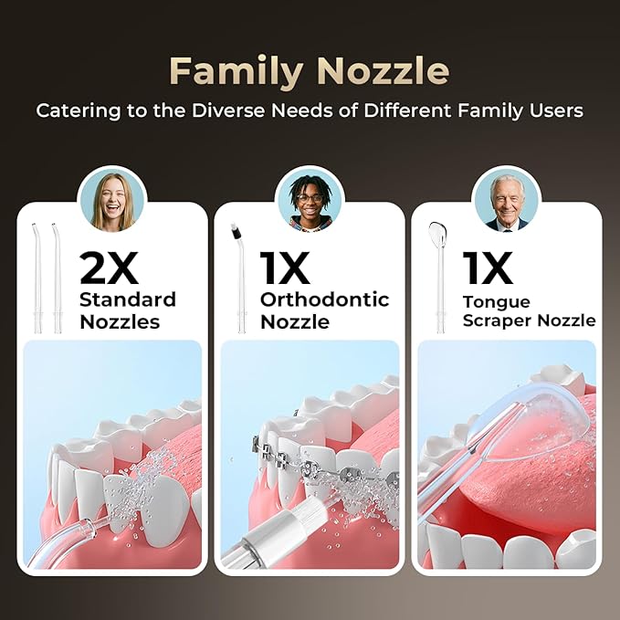 Bezvoi Portable Water Flosser for Teeth: Gum-Sensitive Friendly, Dual-Gear Motor Technology Irrigator Dental Pick with 5 Modes for Braces & Orthodontic, IPX7 Waterproof, Cordless for Travel, Black