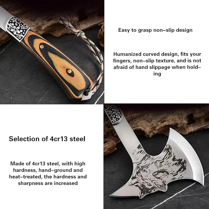 Multi-Functional Outdoor Axe - Garden Hatchet for Camping, Survival, and Tree Cutting - Portable Durable Design for Outdoor Enthusiasts