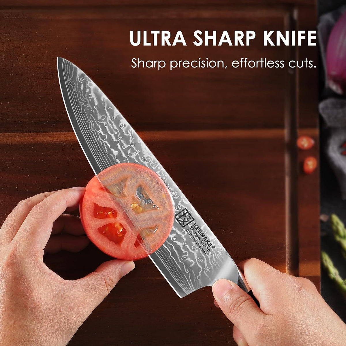 KEEMAKE Damascus Chef Knife, 8 Inch Kitchen Knife