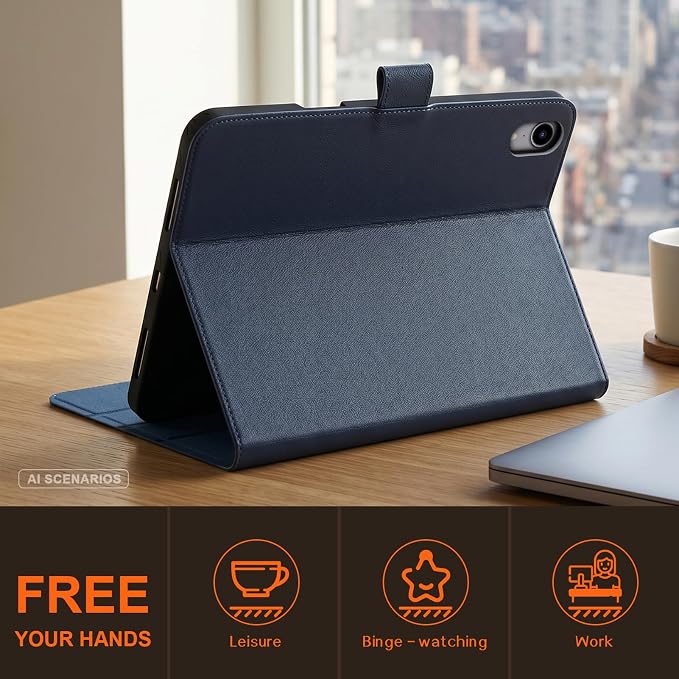 Leather Case for iPad 11th/10th Gen (11/10.9) Black | Genuine Leather Pencil Holder Adjustable Stand Magnetic Closure Auto Wake/Sleep