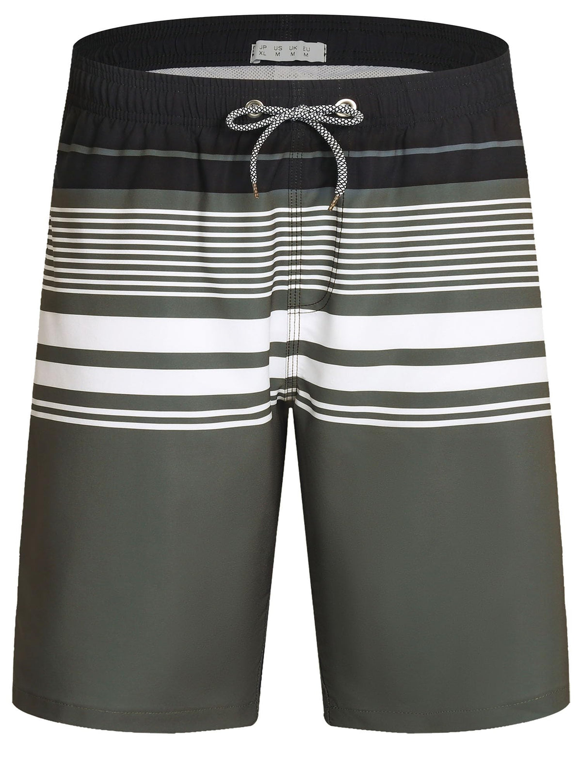 ELETOP Men's Swim Trunks Quick Dry Bathing Suit Swimming Board Shorts Mesh Lining Beach Swimwear Stripe Grey L