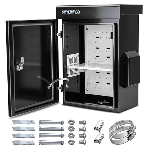 Outdoor Electrical Box, Cold-Rolled Steel Plate, Aluminum Alloy Back Beam, One-Piece Ventilation Design, IP65 Waterproof, Wall/Pole Mounted (17.8" x 13.8" x 7.9")