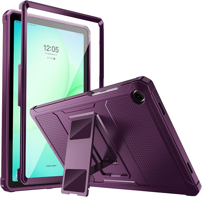 MoKo Shockproof Case Fit Samsung Galaxy Tab A11+ Plus/ A9+ 11 Inch | Full Body Rugged Stand Back Cover with Built-in Screen Protector for Galaxy Tab A11+/ A9+ Tablet Light Gray