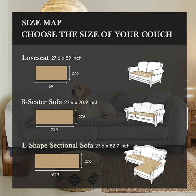 Couch Covers for 3 Cushion Couch Sofa Pet Friendly,Non-Slip Sofa Cover Washable
