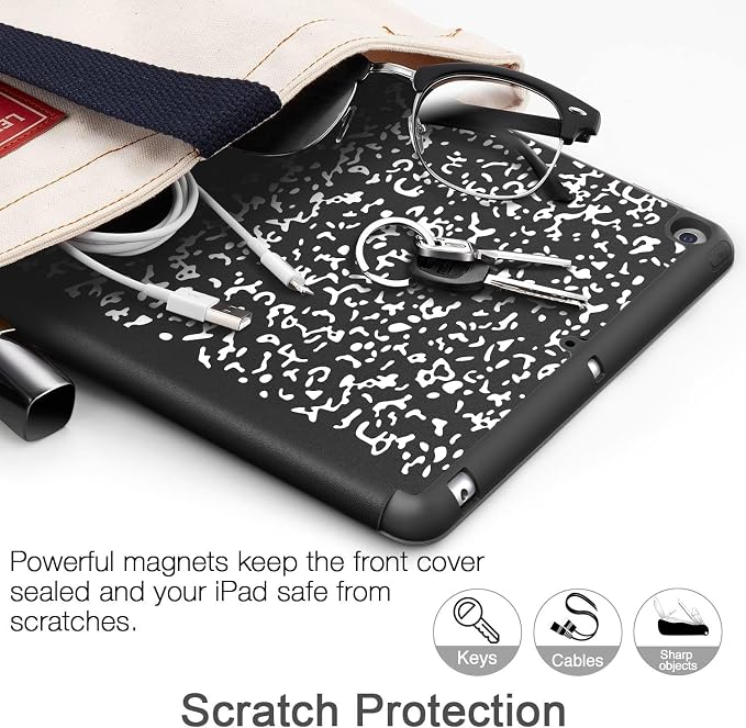 Soke Case Fits for iPad 6th/5th Generation with Pencil Holder - [Full Body Protection + Auto Wake/Sleep] Shockproof Soft TPU Back Cover for Apple iPad 9.7 inch 2018/2017 Black