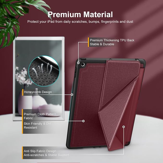 DTTO Foldable Case for for iPad 9th/8th/7th Generation 10.2-inch Black | Origami Magnetic Standing Cover with Pencil Holder，Vertical &amp Horizontal angles Auto Sleep/Wake