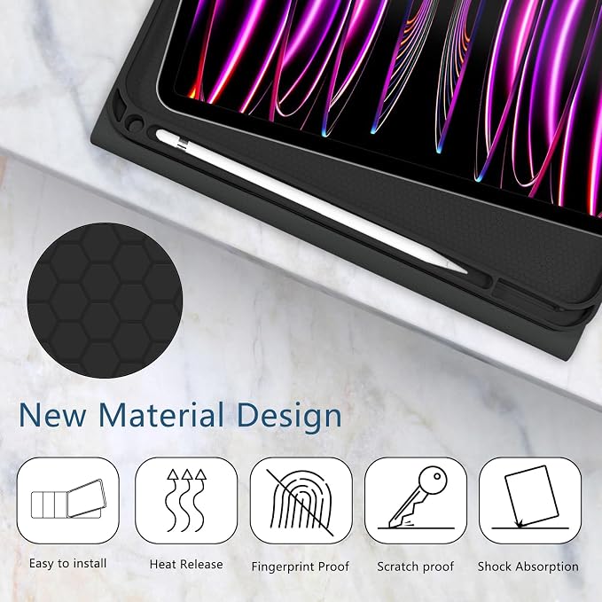 for Bluetooth Keyboard for iPad 10th Gen 10.9 inch (2022) case (A16) 11th / 10th Gen Case 11'' (2025) with 7-Color Backlights Pencil Holder Detachable Rechargeable - Black Cow