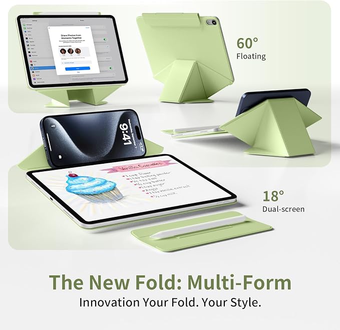 Magnetic Case for iPad Air 11 M4/M3/M2 iPad Air 5th/4th Gen 10.9 | Slim Detachable Magnetic Stand Case with 20+ Viewing Angles Hidden Pencil Holder Auto Wake/Sleep Black