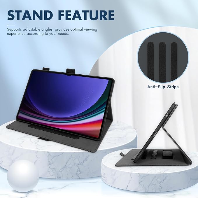 Dteck Wallet Case for Galaxy Tab S10+/S9+/S7 FE/S8+/S7 Plus 12.4 Tablet Premium PU Leather Folding Stand Auto Wake/Sleep Pen Holder Case with Hummingbirds