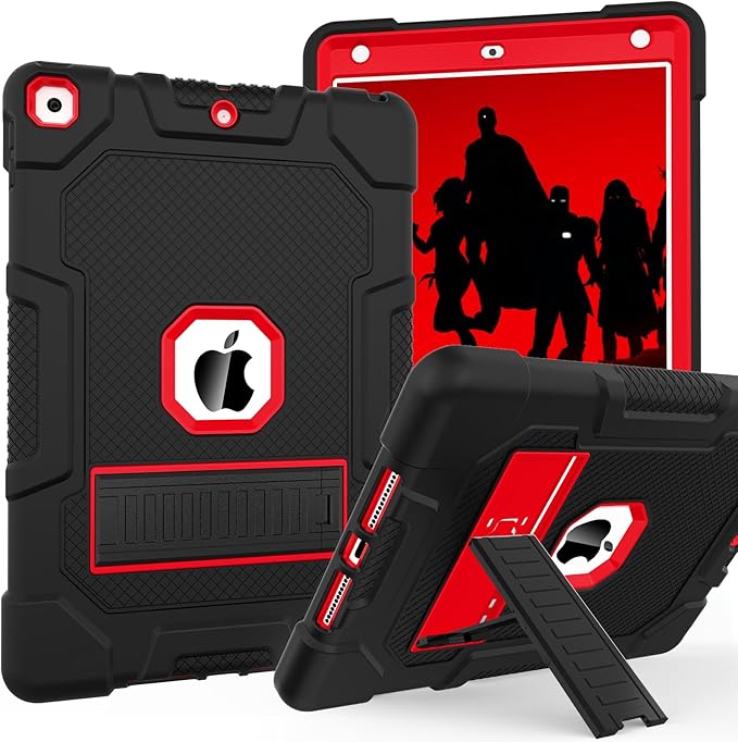 TIMISM Case for iPad 9th/8th/7th Generation(2021/2020/2019) Heavy Duty Military Grade Shockproof Rugged Protective 10.2 Cover with Built-in Stand for iPad 9 8 7 Gen Black+Green