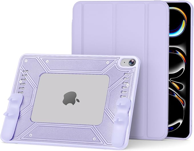Gaming Case for iPad Air 11-inch M4/ M3/ M2 (2026/2025/2024) iPad Air 5th/ 4th Gen (2022/2020) 10.9 Inch Detachable Panel &amp Grip Auto Sleep/Wake Hollowed-Out Design (Black)