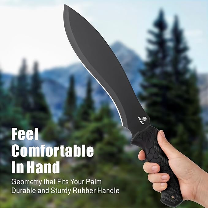 REAT Gardenging Machete, 17" Heavy Duty Machete with Sheath, Ergonomic No-Slip Handle, Machetes for Cutting Trees,Yard Work,Bushcraft