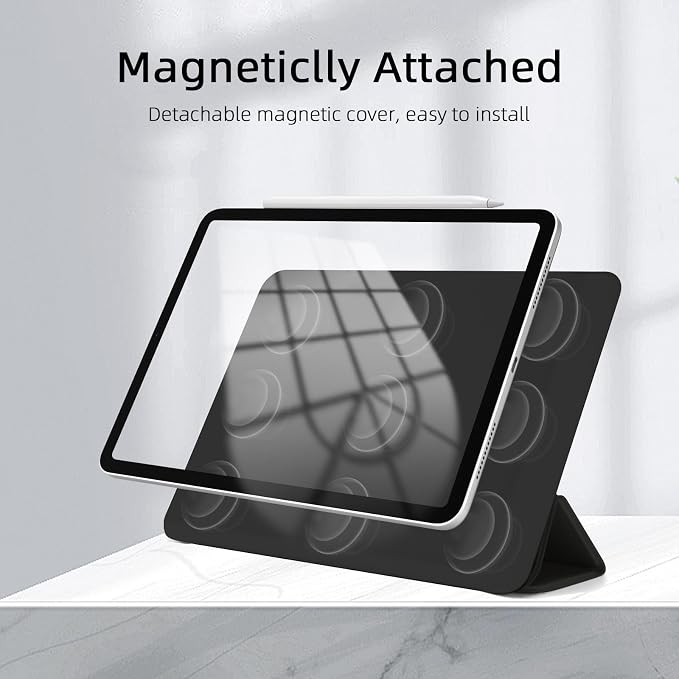 for iPad Air 13 inch M4/M3/M2 Case (2026/2025/2024Model A3268/A3269/A3271) Auto Sleep/Wake and Magnetic Closure Slim Trifold Stand Case PU Leather Cover Support Apple Pencil Pro Black