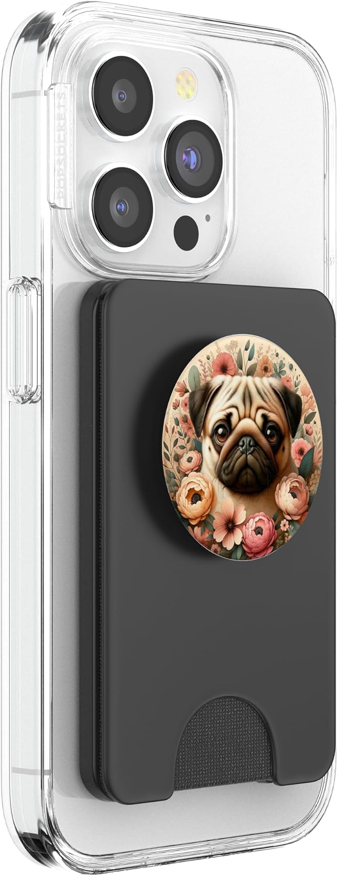 Pug Cute Dog Flowers Boho Cute Puppy Dog Lover PopSockets PopGrip for MagSafe