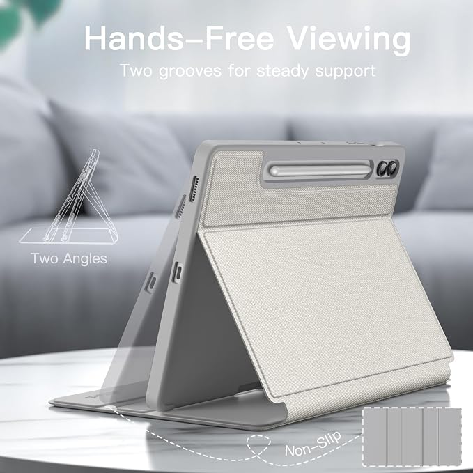 JETech Case for Samsung Galaxy Tab S9 FE+ / S9 FE Plus 12.4-Inch with S Pen Holder Slim Folio Stand Protective Tablet Cover Multi-Angle Viewing (Black)