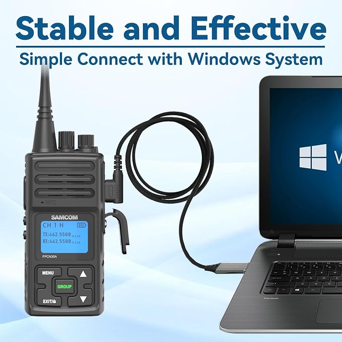 SAMCOM Radio Programming Cable USB Plug &amp Play No Driver Needed for Windows System Compatible FPCN30A FPCN10A Two Way Radio