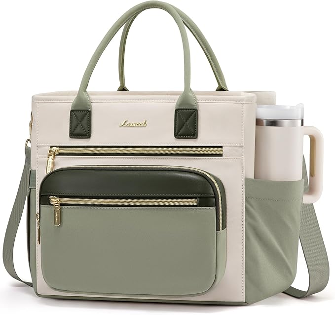 LOVEVOOK Insulated Lunch Bag Women,Wide Opening Adult Lunch Box Women,Leakproof Cooler Bag for Work Picnic Beach Family College,Lunch Teacher Tote Bag with Adjustable Shoulder Strap and Cup Holder