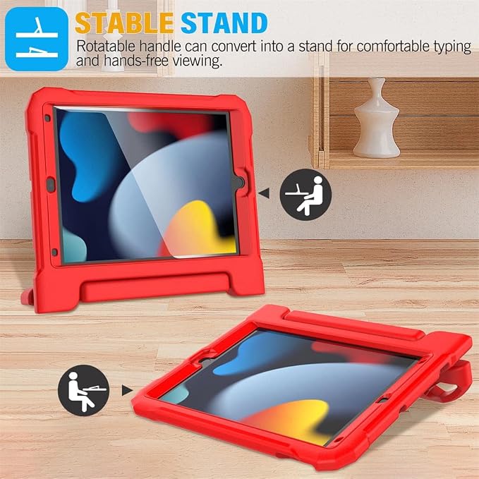 SUPLIK Kids Case for iPad 9th/8th/7th Generation -10.2 inch 2021/2020/2019 Built with Screen Protector Durable Shockproof Handle Stand Case for Apple iPad Gen 9/8/7 Black