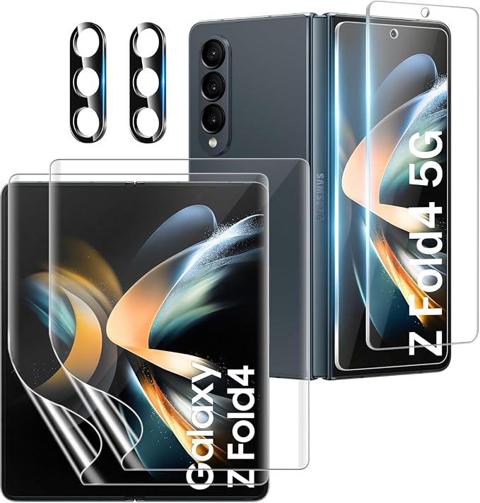 6 Pack for Samsung Galaxy Z Fold 4 Screen Protector | Camera Lens Protector with Installation FrameSupport Fingerprint Unlock Touch Sensitive Anti-Scratch Case Friendly