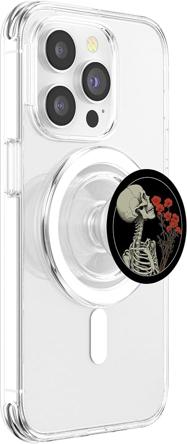 Skull Floral Gothic Flowers Bouquet Dark Wildflowers Art PopSockets Adhesive PopGrip