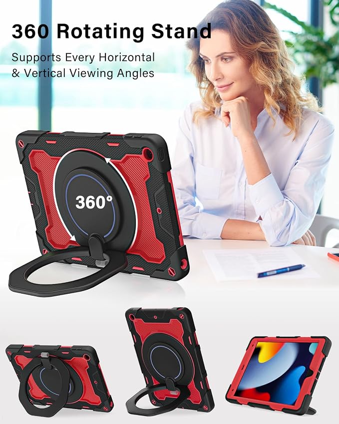 for iPad 9th 8th 7th Generation Case(iPad 10.2 inch) for Kids | 15ft Drop Protection Rugged with 360 Kickstand Handle Shoulder Strap，HD Screen Protector，Shockproof (2021/2020/2019 Release)