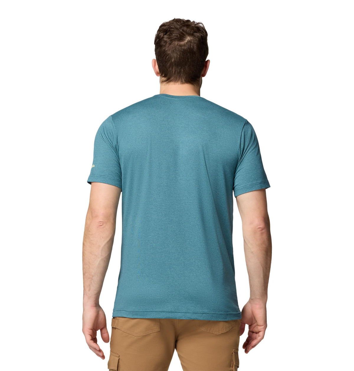 Columbia Mens Kwick Hike Graphic Short Sleeve Tee, Everblue Heather/Iconic Brand, Medium