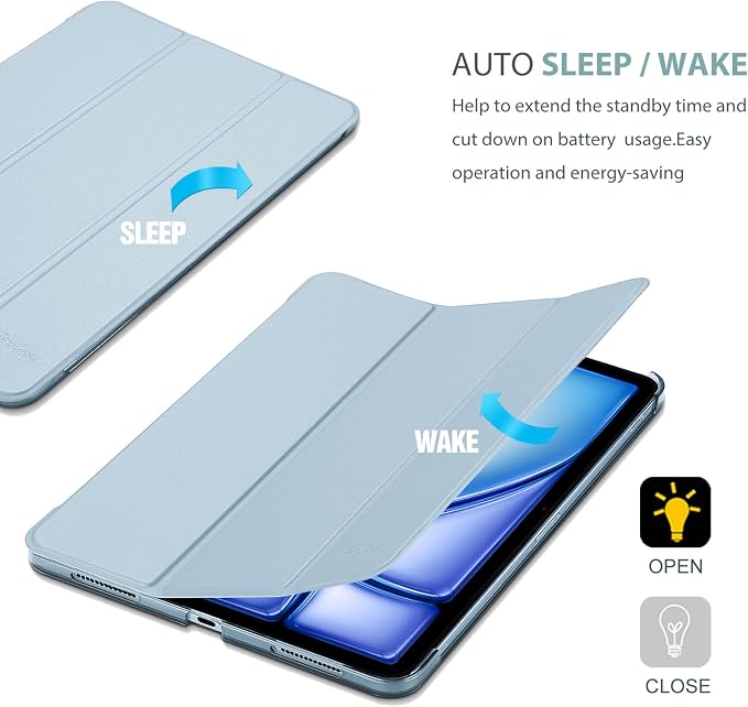 ProCase Smart Case for iPad Air 11-inch M4/M3/M2 &amp Air 10.9 5th/4th Gen | Hard Back Cover with Auto Sleep/Wake Slim Lightweight Case for iPad Air 11 2026/25/24 &amp 10.9 2022/2020-Aqua