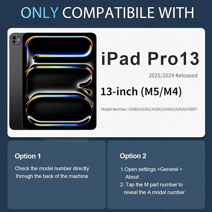 WESOROL Case for iPad Pro 13 Inch M5 2025 / M4 2024 (7th Gen) with Screen Protector/360° Rotating Stand/Pencil Holder/Shoulder StrapMilitary Grade Shockproof iPad Case 13 Inch iPad Pro M5/M4Black
