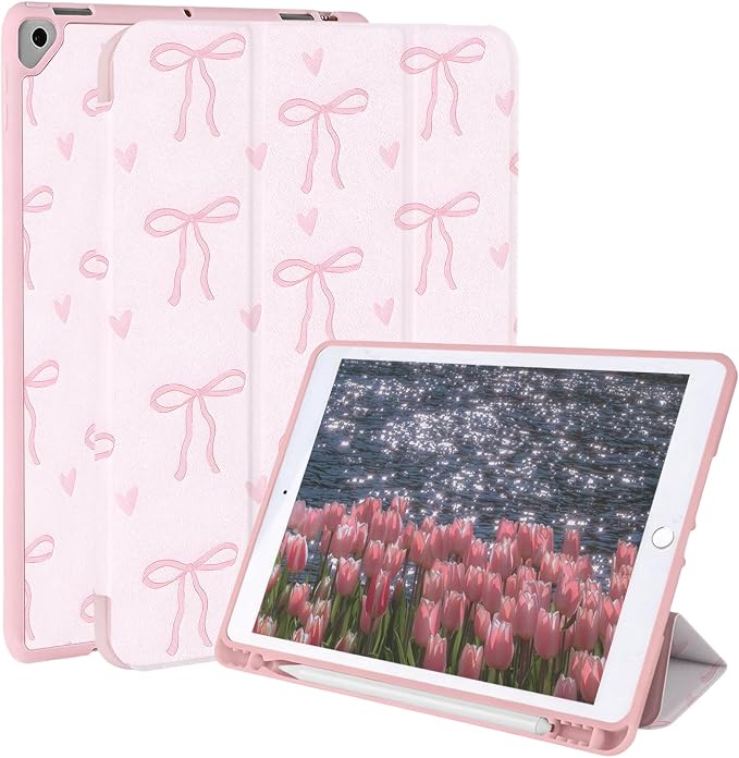 Case for iPad 9th/ 8th/ 7th Generation Case 10.2&amp10.5 Inch (2021/2020/2019 Release) Slim Lightweight Soft Trifold Back Cover with Pencil Holder &amp Auto Sleep/Wake CoverBeige Checkered