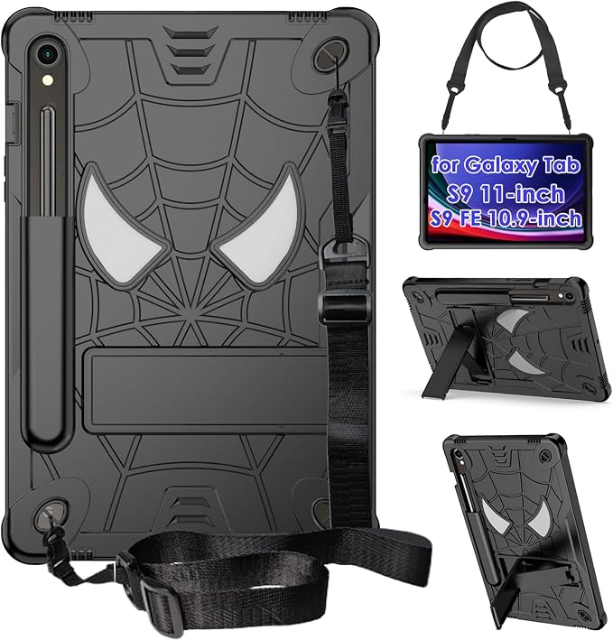 DETUOSI Case for Samsung Galaxy Tab S10 Lite / S10 FE / S9 FE 10.9-Inch with S Pen Holder + Shoulder Strap3-Layer Hybrid Heavy Duty Full-Body Shockproof4-Angle Viewing Protective Cover