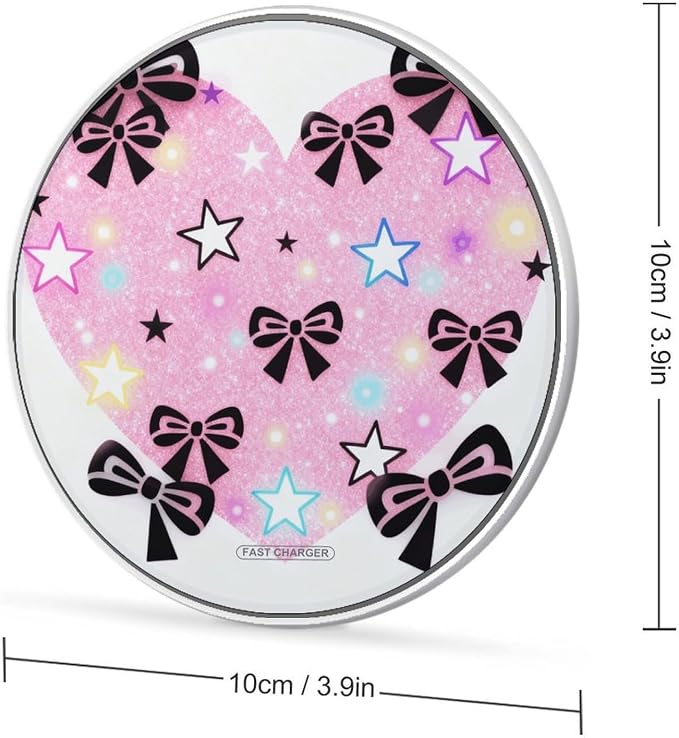Heart Pattern Wireless Charger Fast Charging Pad | Anti-Slip Qi Certified Wireless Charging Pad for All Phones with Wireless Charging Function for Home Office Travel