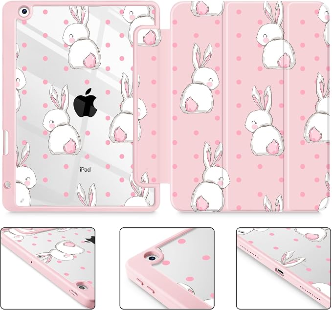 May Chen for iPad 9th Generation with Pencil Holder iPad 8th/7th Gen Case 10.2-inch [Penceil Holder] Trifold Stand Auto Wake/Sleep Clear TPU Protection Back Cover Ballet Shoes