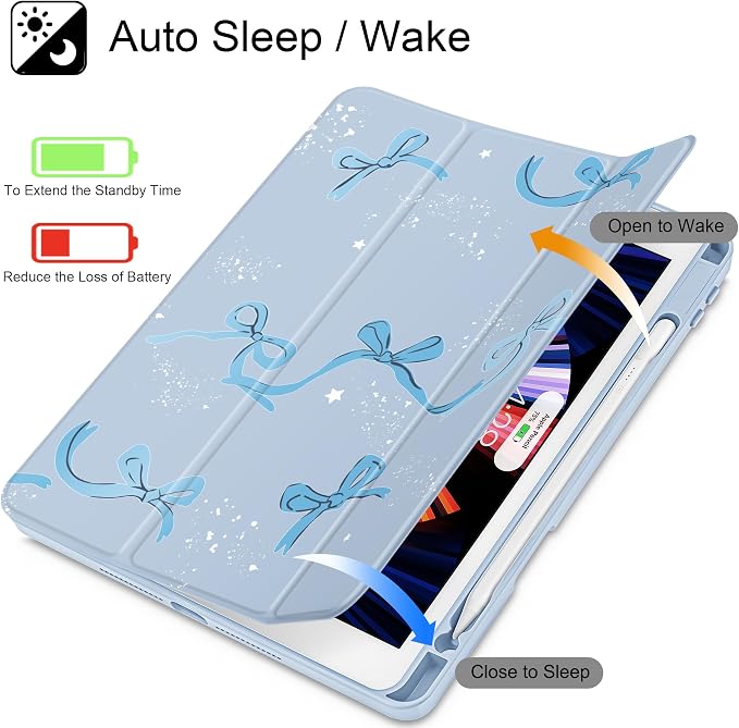 Tuiklol for iPad 10.2 inch 9th / 8th / 7th Gen 2021 2020 2019 Release Case | Built in Pencil Holder - TPU Protection Trifold Stand Stand Clear Back Tablet Cover With Auto Wake/Sleep Blue berries