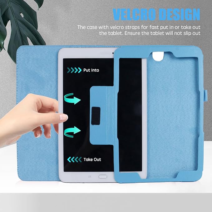 Slim Leather Case for Samsung Galaxy Tab A 9.7 Inch 2015 (SM-T550 T555 P550 P555) Multi-Angle Stand Full-Protective Tablet Cover Book Case with Stylus PenScreen Film (Black)