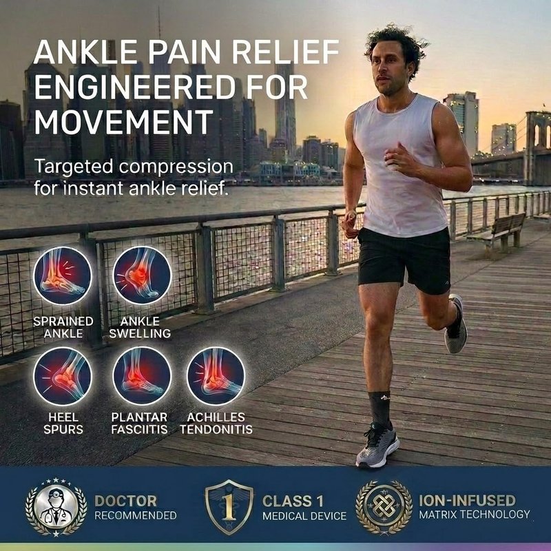ABIRAM Ankle Brace for Men & Women - Adjustable Compression Sleeve with Wrap, Stability Support & Relief for Sprained Ankle, Plantar Fasciitis & Achilles Tendonitis - Breathable Running & Sports Gear