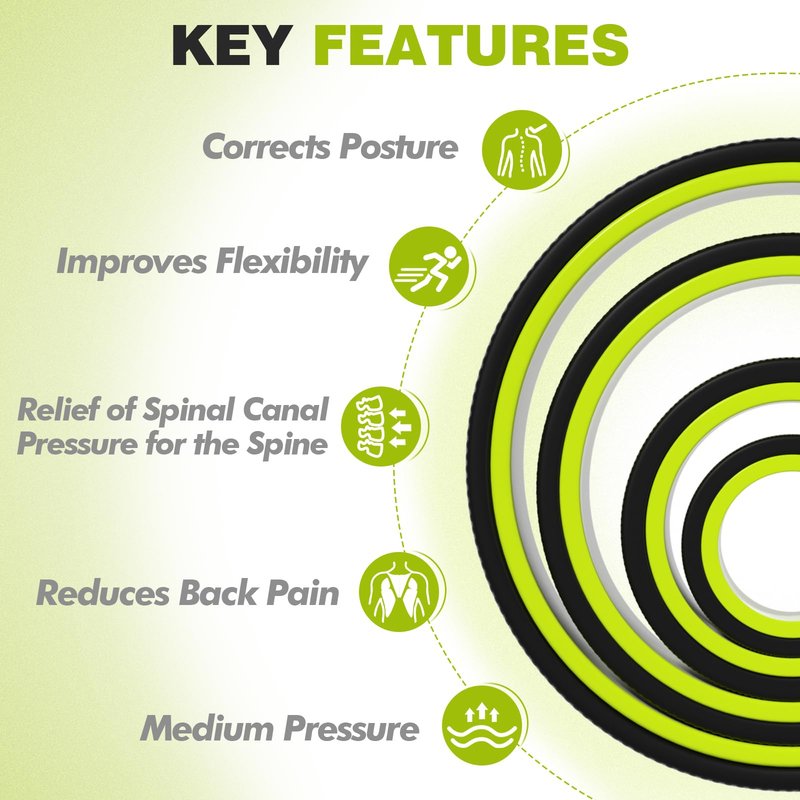 Back Roller Wheel - 4 Pack Yoga Foam Roller for Physical Therapy & Back Stretcher, Deep Tissue Massage for Pain Relief & Stretching | Green.