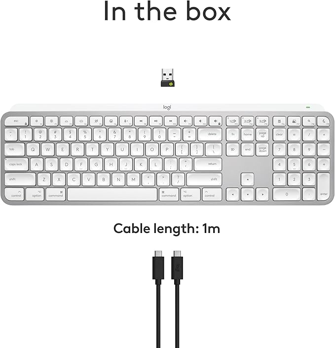 Logitech MX Keys S for Mac, Wireless Keyboard, Fluid, Precise Laptop-Like Typing, Programmable Keys, Backlit, Bluetooth USB C Rechargeable for MacBook Pro, MacBook Air, iMac, iPad - Pale Grey