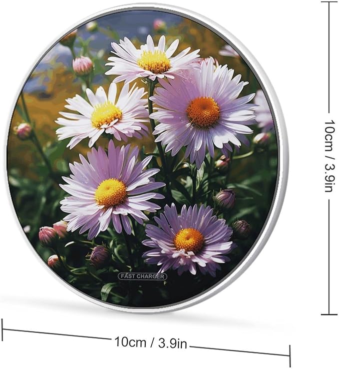 Daisy Plants Wireless Charger Portable 10W Fast Wireless Charging Pad Compatible with Phone Ultra-Thin Charging Station Lightweight Charger Mat for Travel Home Office Desk
