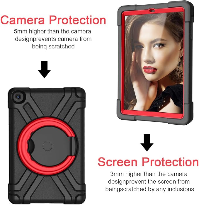 AKABEILA Compatible with Amazon Fire HD 8 2020/2022 Tablet Case，Rugged Kids Case with Stand Lightweight Shockproof Kids Friendly Tablet Cover Black