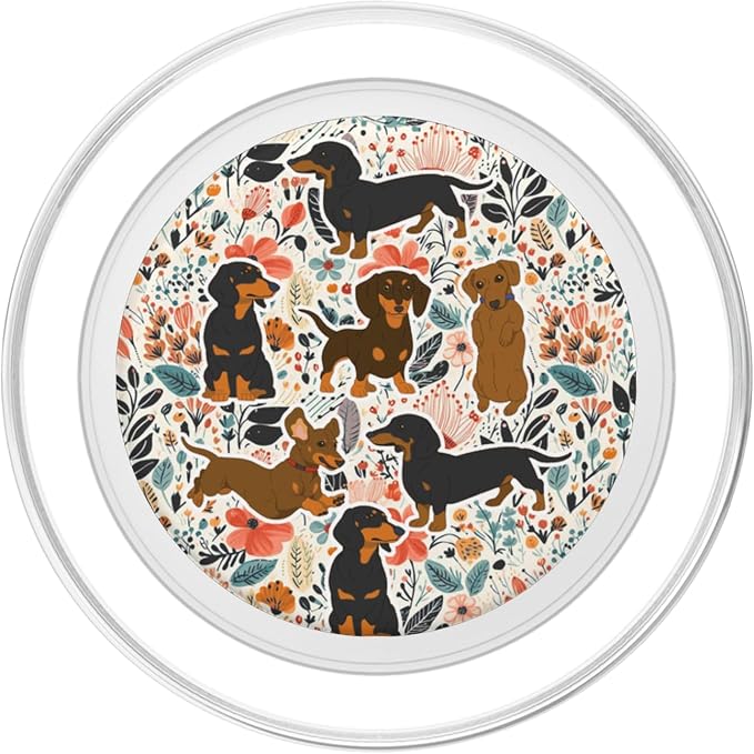 Aesthetic Floral Cute Dachshund Wiener Dog Lovers Pattern PopSockets PopGrip for MagSafe