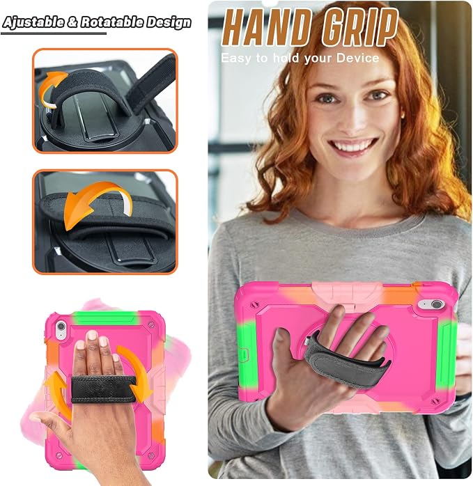 Case Compatible with iPad (A16) 11th 2025/10th Gen 2022 | Built-in Screen Protector Pen Holder Heavy Duty Shockproof Rugged Protective Case W/Handle Shoulder Strap