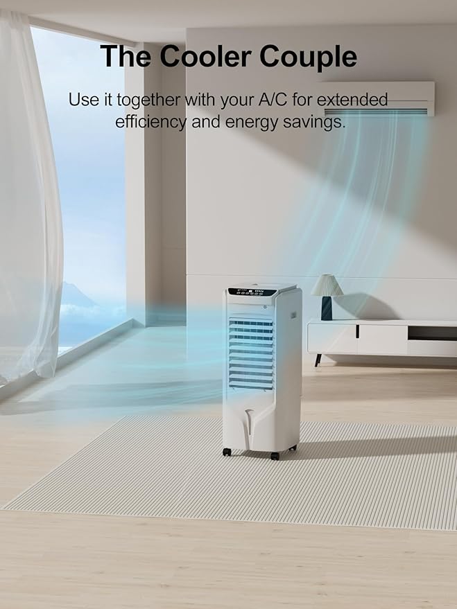 Landeagle 32" Swamp Cooler Air Conditioner,1800CFM Evaporative Coolers with 4.2 Gal Tank,110°Oscillation Portable Room with 12H Timer, Cooling Fans that Blow Cold Air for Bedroom Indoor, White
