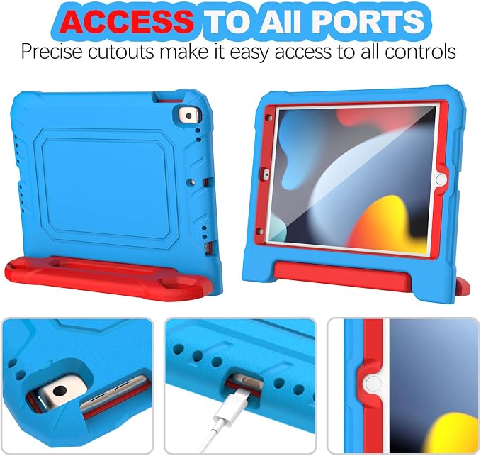 YIHE Kids Case for iPad 10.2 9th/8th/7th Gen Pro 10.5 &amp Air 3 BlackBlue | Full Body Shockproof Protective Cover Handle Stand Built-in Screen Protector Fun Colors