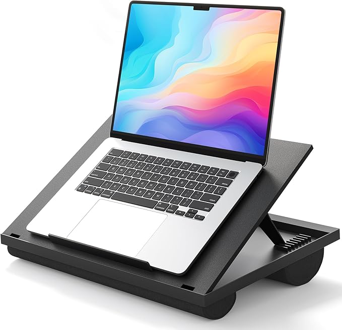 HUANUO Laptop Desk, Portable Laptop Stand Fits Up to 15.6 Inch Laptops, Adjustable with 8 Angles Lap Desks for Adults - Dual Cushion Desk for Sofa, Bed, Car or Work Table