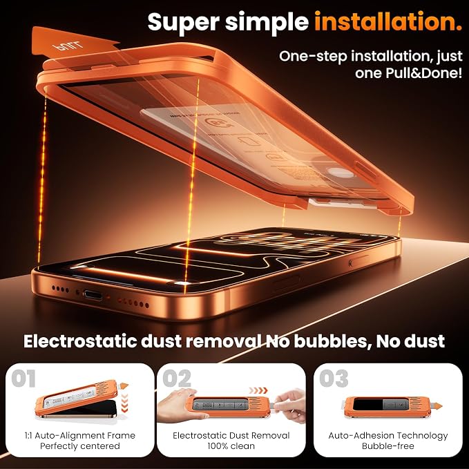 toushion 3-Pack for iPhone 17 Pro Max Screen Protector HD Clear 9H Hardness Easy Install Frame Bubble Free Impact &amp Shatter Protection Case-Friendly