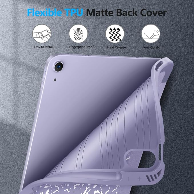 Fintie Slim Case for iPad Air 11-inch &amp iPad Air 5th/4th Generation 10.9 in | Tri-Fold Stand Flexible Soft TPU Back Cover Shockproof Protection Pencil Holder Scratch-Resistant Composition Lil